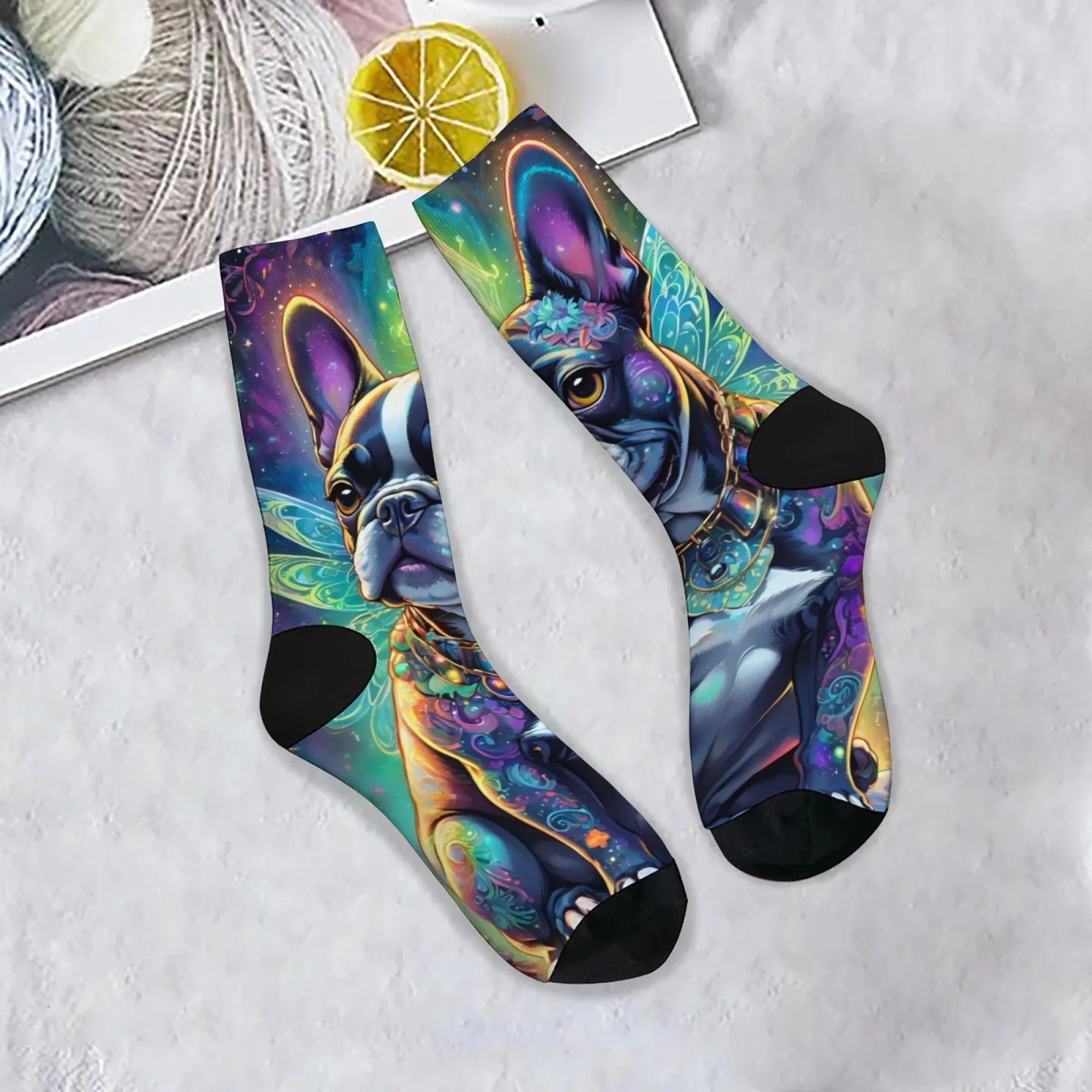 Lässige Socken mit Fantasy-Bulldogge-Thema, bequem, atmungsaktiv, rutschfest, Herrensocken, Neuheit, Harajuku, Straße, Hip-Hop, Crew-Socken, Geschenk
