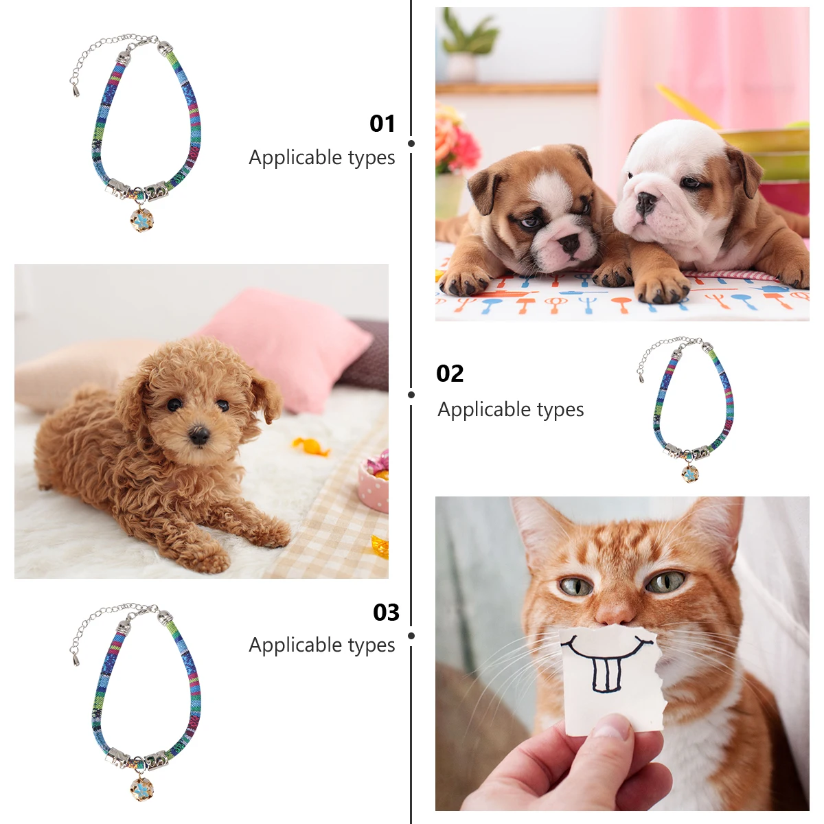 

Bohemian Cat Collar Kitten Necklace Safe Adjustable Blue Accessories Unique Style Fabric Comfort Lightweight Durable Outdoor Pet