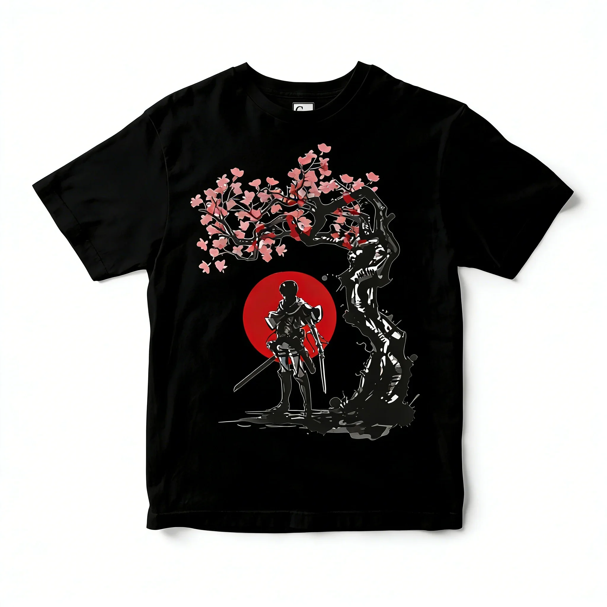 Anime Levi Ackerman Attack on Titan Cherry Blossom Red Sun Print Men T Shirt Kids Sports T Shirt Men Short Sleeve T Shirt Cotton