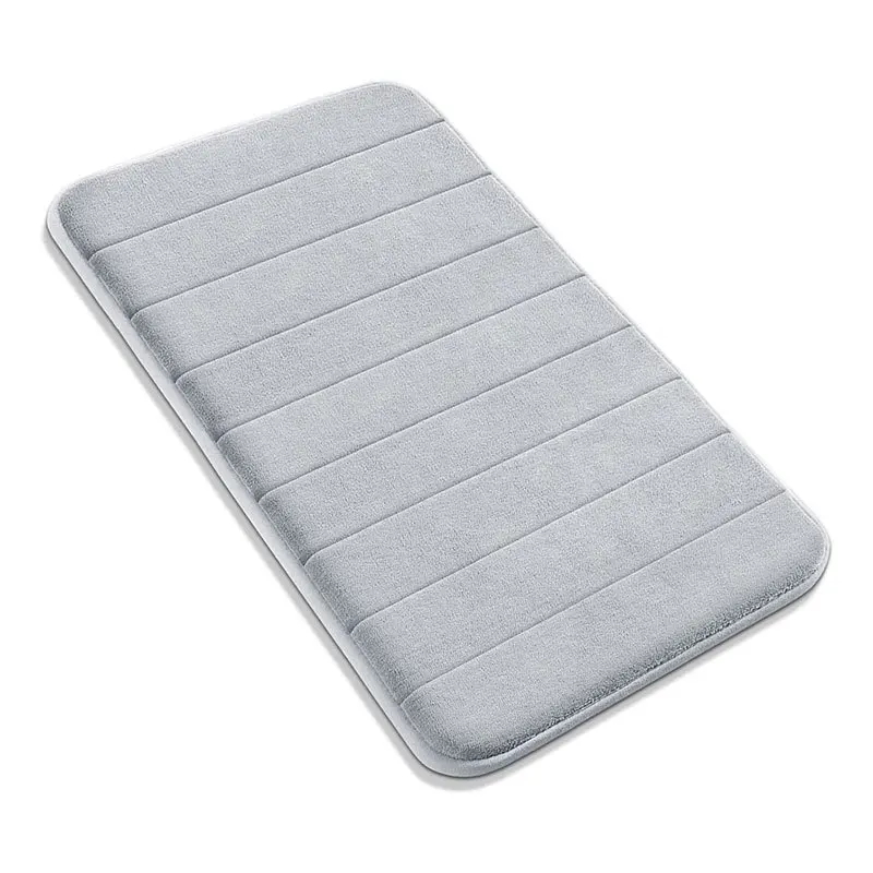 Memory Foam Striped Solid Color Floor Mat Bathroom Non-Slip Absorbent Mat Bathroom Toilet Foot Mat image 3
