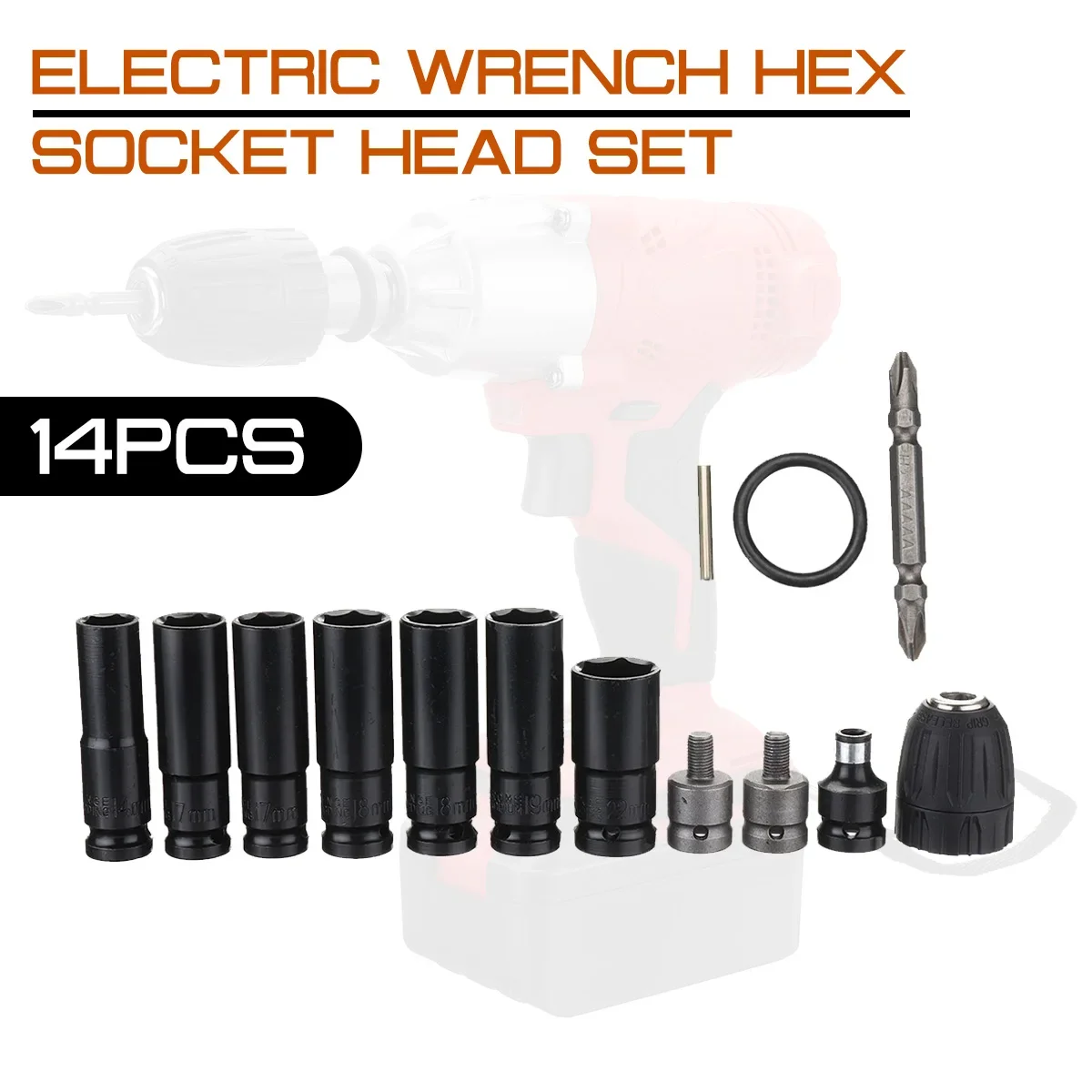 Electric Wrench Hex Socket Head Kits Screwdriver Set for Impact Wrench Drill Electric Tools