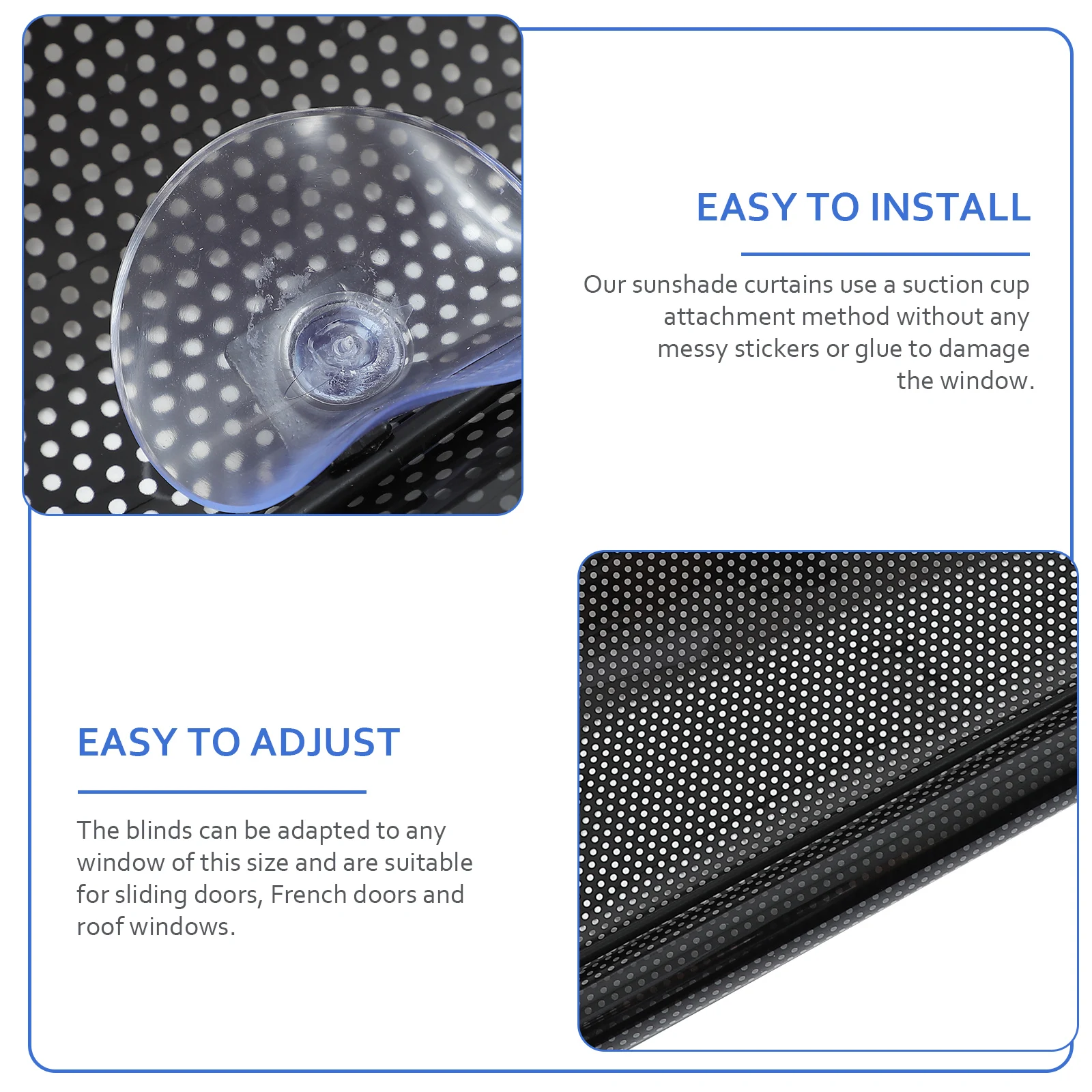 

Suction Cup Sunshade Blackout Curtain No Holes Easy Install Lightweight Mesh Drape For Balcony Door Office Home Travel Friendly