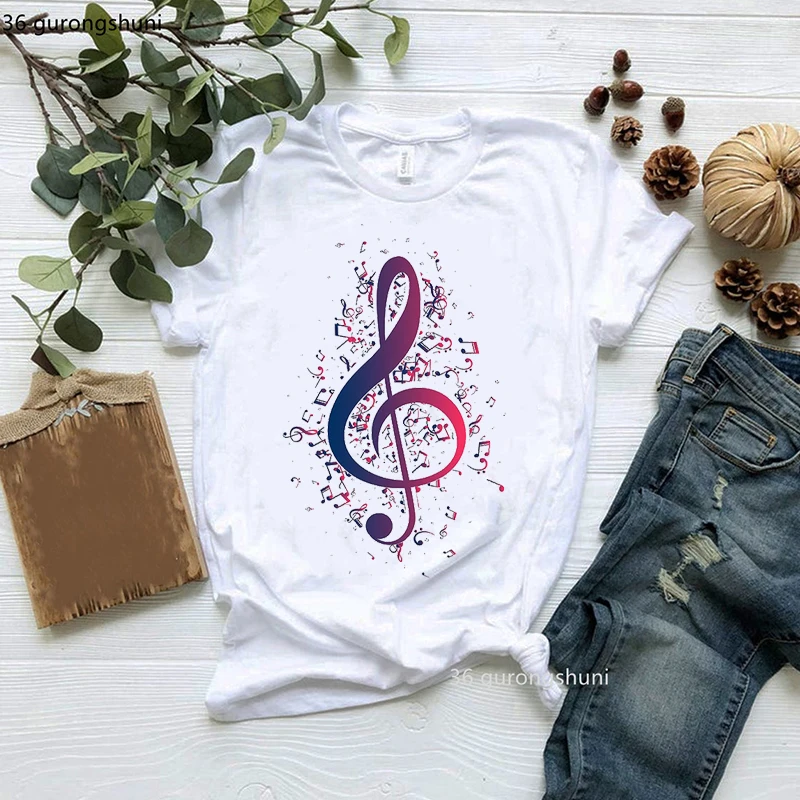 

Music Makes Life Sparkle Music Lover Graphic Print Tee Shirt Female Fashion Retro tshirt Summer Harajuku Shirt tops dropshipping