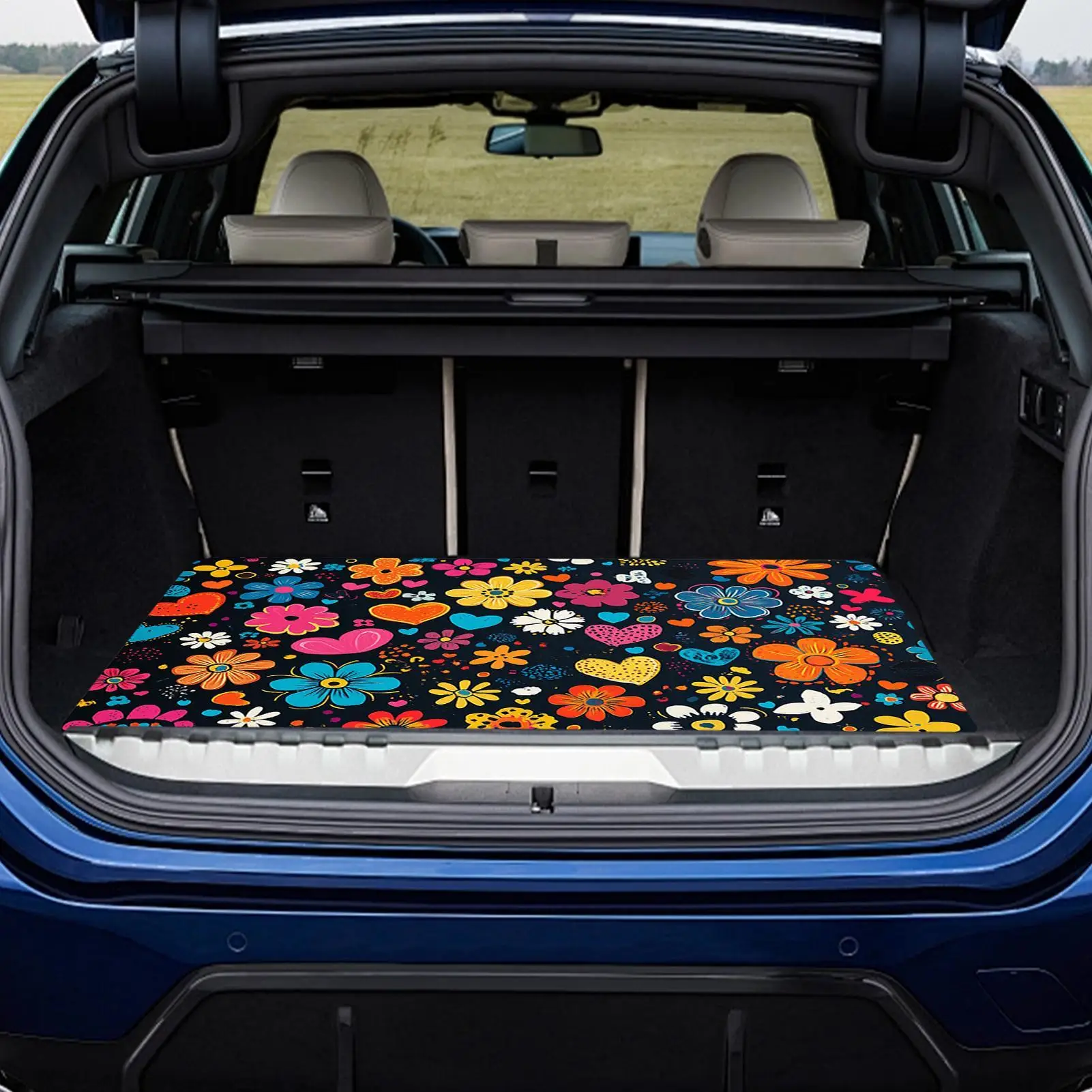 

Rear Cargo Mat Floral Print Elegant Washable Pad Rear Cargo Liner For SUV For Drivers Travel Enthusiasts Commuting Camping City