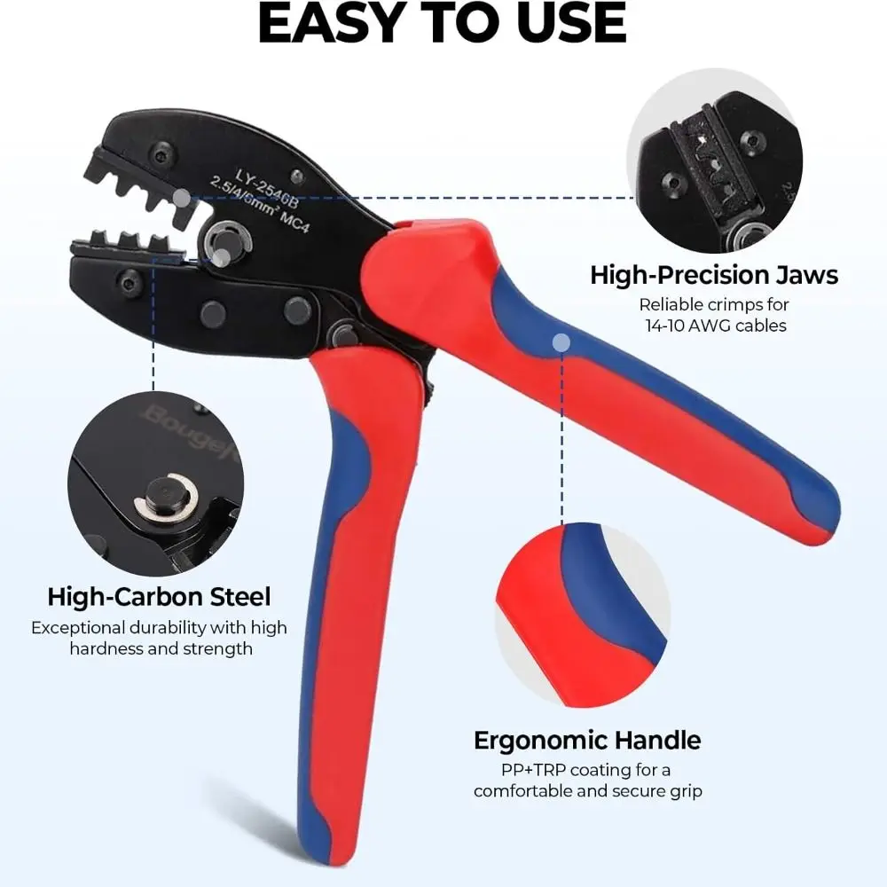 

6 Pairs Connectors Solar Crimper Tool Kit Spanner Wrench 2546B Crimping Pliers SC4 Solar PV Tool Kit Professional Installation