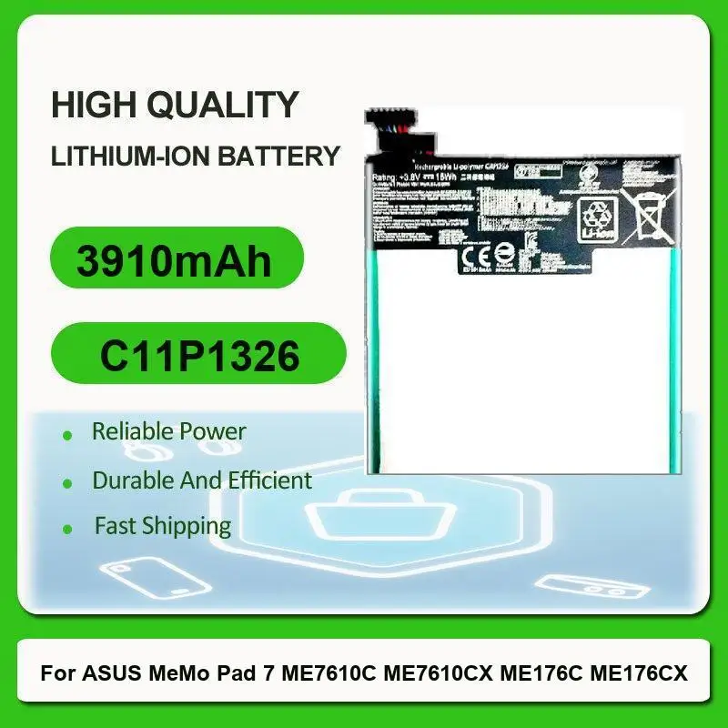 بطارية كمبيوتر لوحي بديلة لجهاز ASUS MeMo Pad 7 ME7610C ME7610CX ME176C ME176CX C11P1326 3910mAh #1