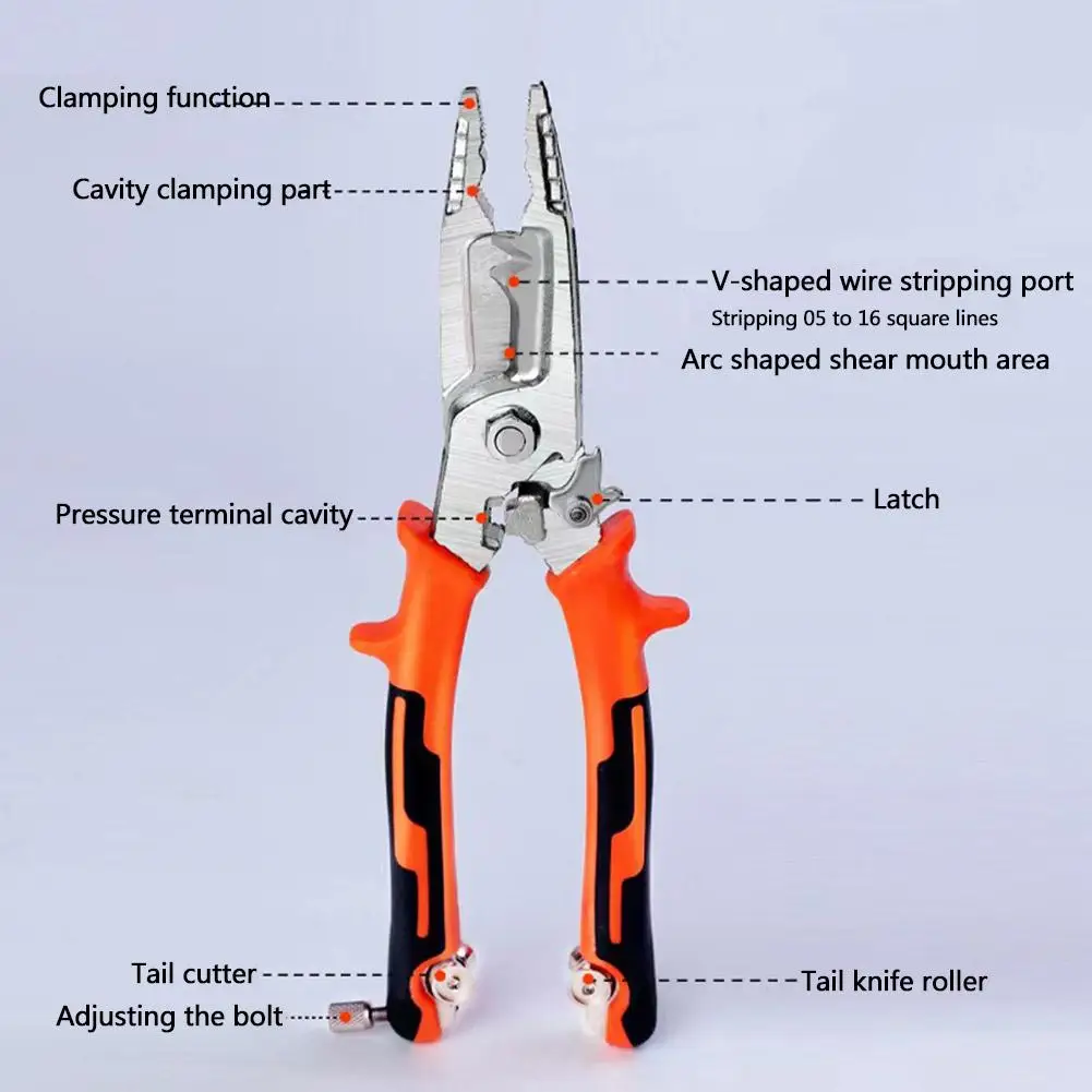 Imagem -05 - Multifuncional Wire Stripper Ferramenta de Mão Alicate Universal Wire Stripper Cabo Cutter Terminal Crimping Ferramenta de Mão 10 em 1