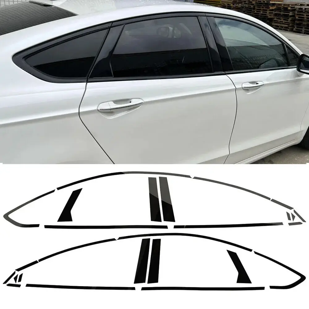 

Glossy/Carbon Fiber Black Chrome Delete Window Trims For Ford Fusion 2013-2020