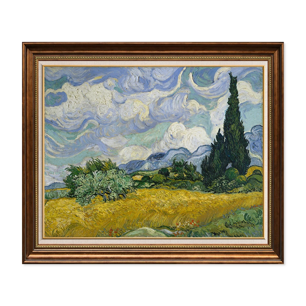 

Hand-Painted Oil Painting Landscape Van Gogh Cypress Tree in a Wheat Field Famous Paintings Living Room Home Decor Art Frameless