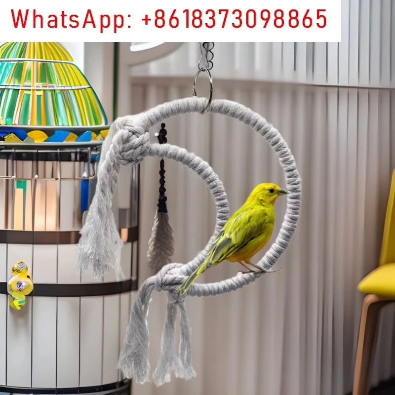2pcs Parrot toy cotton rope moon swing, bird with cotton rope hanging ring to relieve boredom since hi bird toypcs