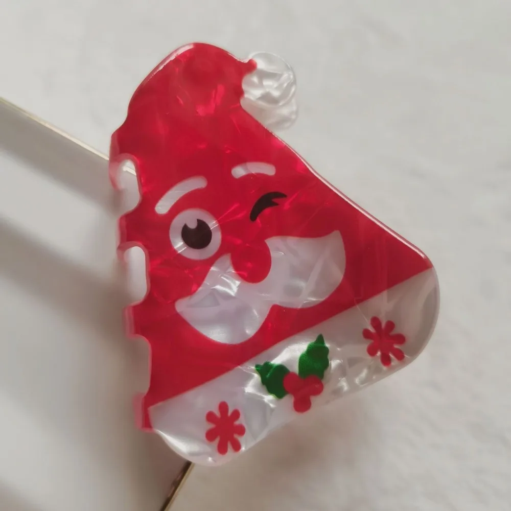 

Fashion Acrylic Red Cap Claw Clip Bearded Santa Claus Cartoon Christmas Hair Claw Ponytail Holder Headwear Snowman Hairpin Girls