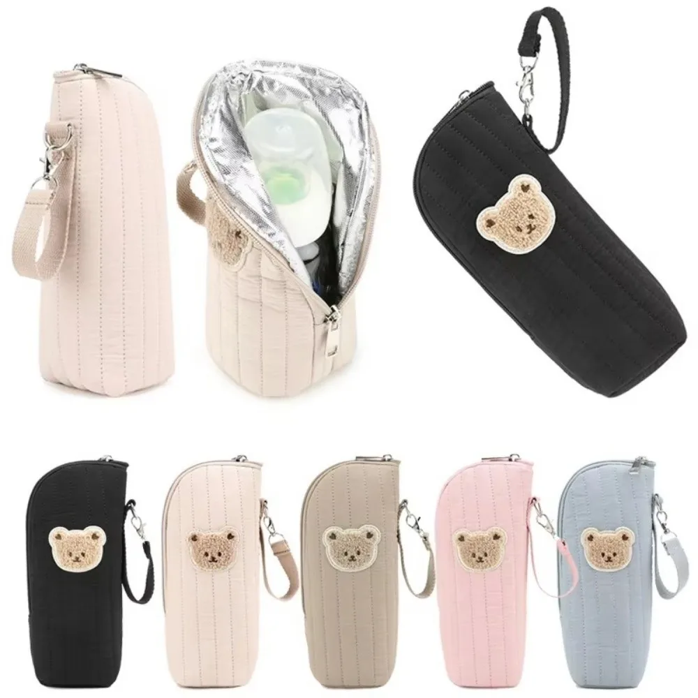 Portable Design Bear Thermal Bottle Bag With Handle Aluminum Foil Insulation Insulated Bottle Cooler Cute Bear Aluminum Foil