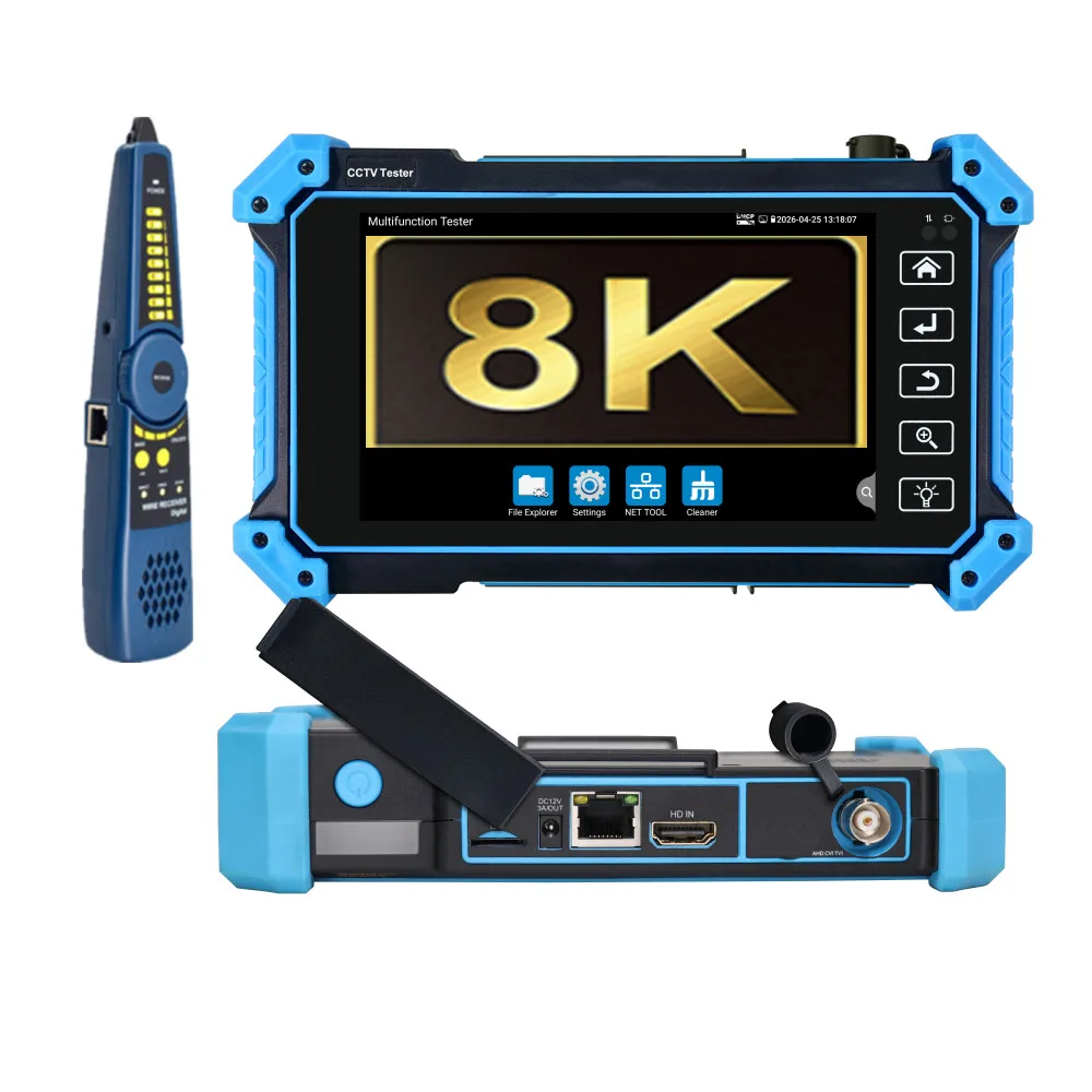 

Тестер IP-камер 32 МП, монитор для тестирования камер 8 МП AHD CVI TVI SDI, тестер IP-камер 12 МП, 5,4-дюймовый сенсорный экран, тестер кабелей HDMI VGA