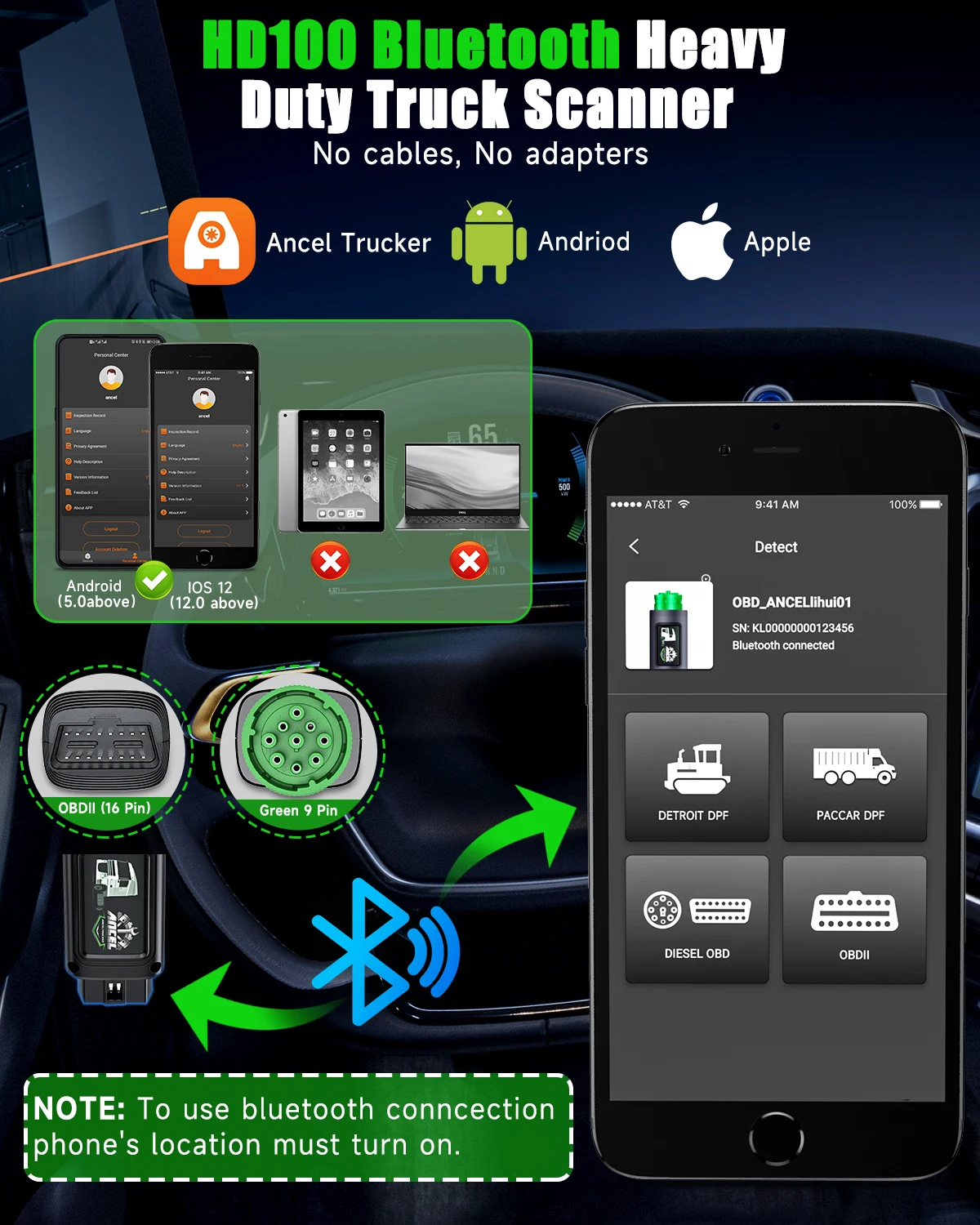 ANCEL HD100 Heavy Duty Truck S - огляд і ціна Obd2 Scanner Heavy Duty Truck