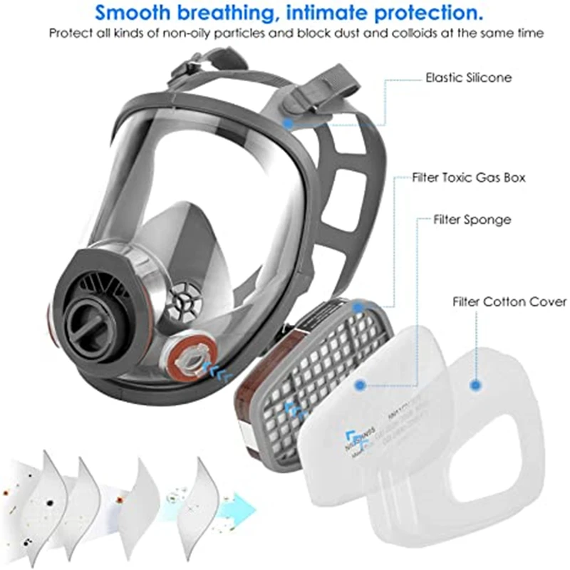 Gas Mask Acid/Organic/Ammonia 6800 Full Face Mask Respirator Paint Chemical Pesticide Laboratory Anti-dust Multifunction Filters