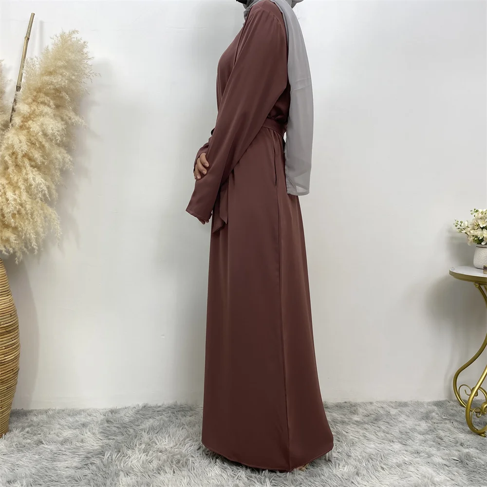عباية إسلامية موضة جديدة فستان ساخن تركيا العربية دبي رداء بلون سادة مع جيوب فستان نسائي طويل 35