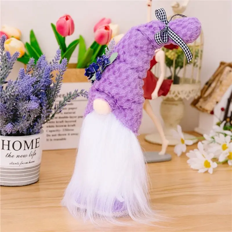 A27F-2X Purple Gnomes Indoor Decorations, Spring Summer Gnome Holiday Decorations, Handmade Tomte Stuffed Plush Gnomes