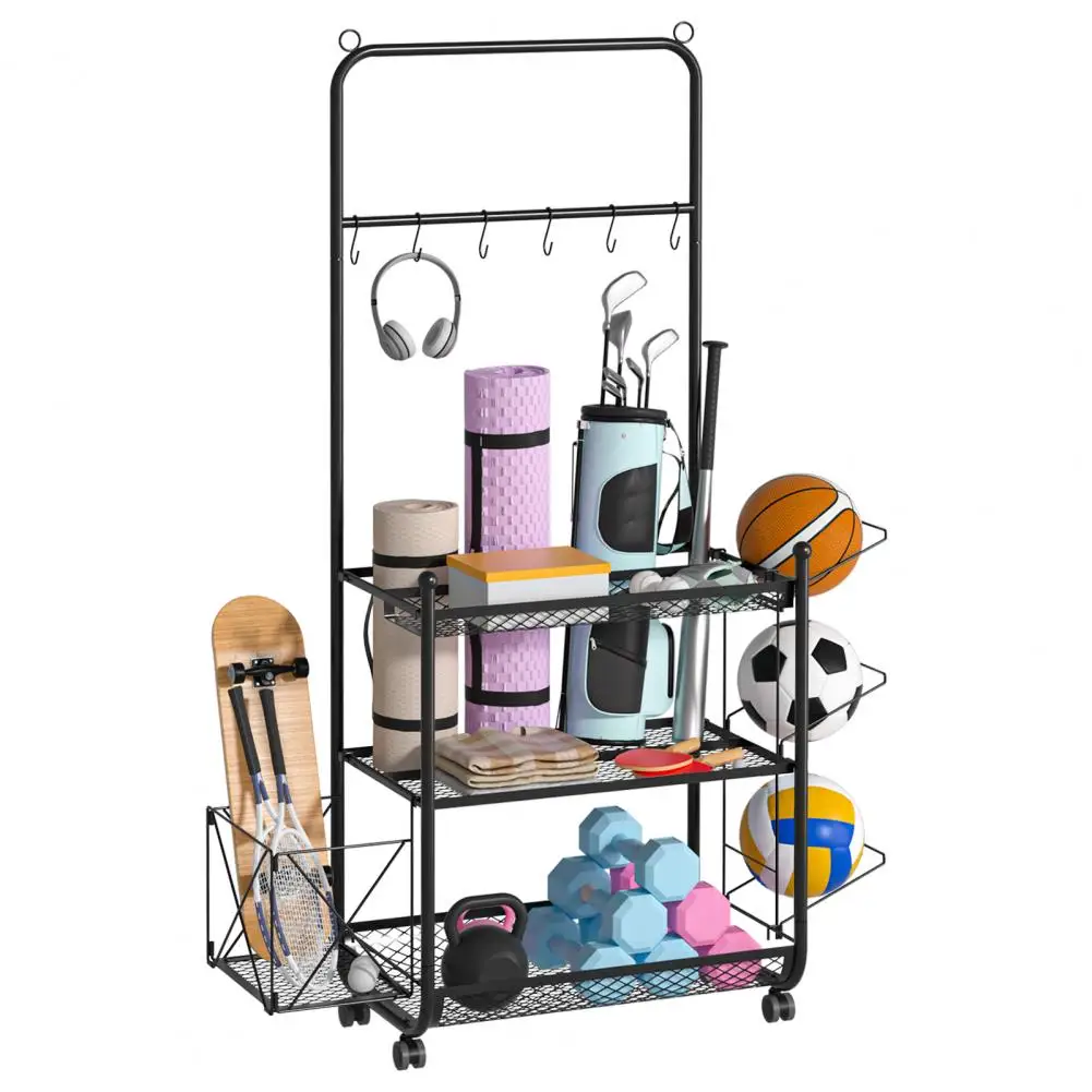 

Dumbbell Rack Stand, Yoga Mat Storage Rack, Home Gym Weight Rack for Kettlebells Foam Roller, Workout Equipment Organizer with H