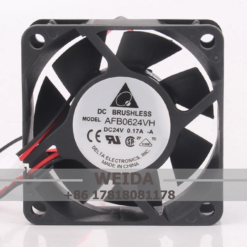 

Case Fan for DELTA AFB0624VH 60x60x25mm 6025 6CM 0.17A 24V Dual Ball Bearing High Airflow Inverter Cooling Fan