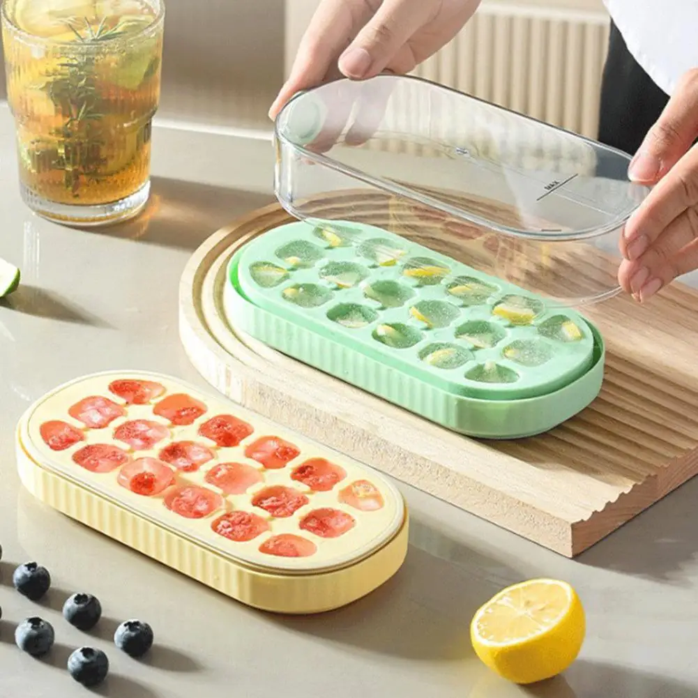 Food-grade Ice Tray -free Flexible Ice Cube Mold Tray Stackable Push-type Release Storage Box Effortless Home Use Ice Cube Maker