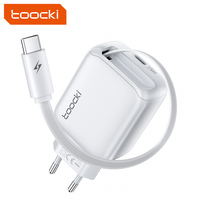 Toocki 30W GaN Charger Retractble 68cm Type C Cable QC PD 3.0 PPS Fast USB C Charger for iPhone 17 16 15 Samsung S25 S24 Tablet