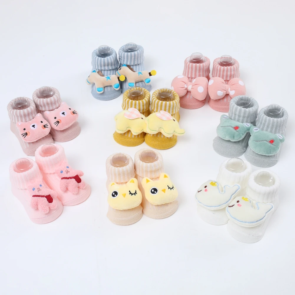 1Pair Newborn Baby Cartoon Doll Socks Boys Girls Infant Toddler Non-Slip Cartoon Boat Socks Clothing For 0-12M