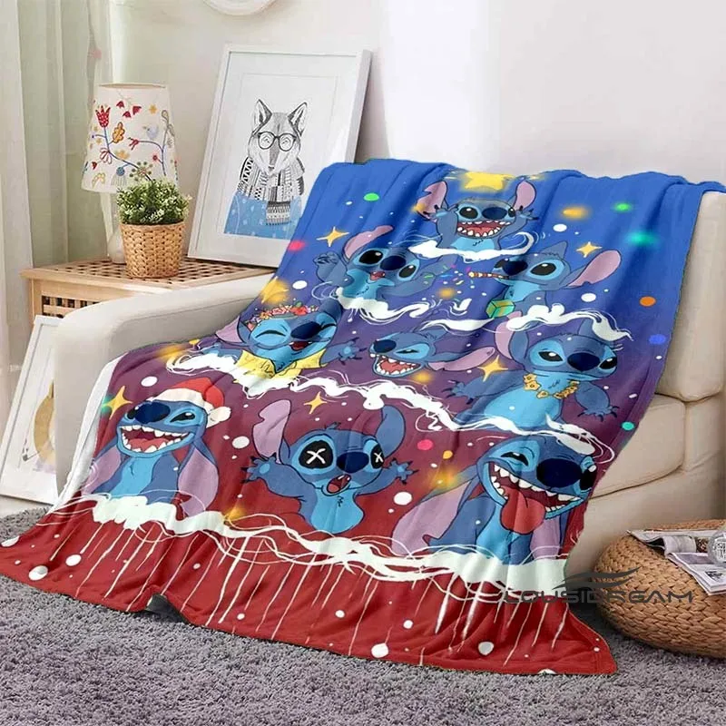 Christmas New Blanket Lilo & Stitch Cartoon Blanket Soft and Fluffy Sofa Bed Cover Blanket Suitable for Travel Camping