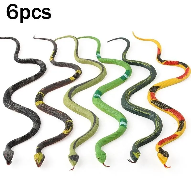 

Static simulation wild snake animal model toy, spoof reptile cobra rattlesnake ornament 6 pcs