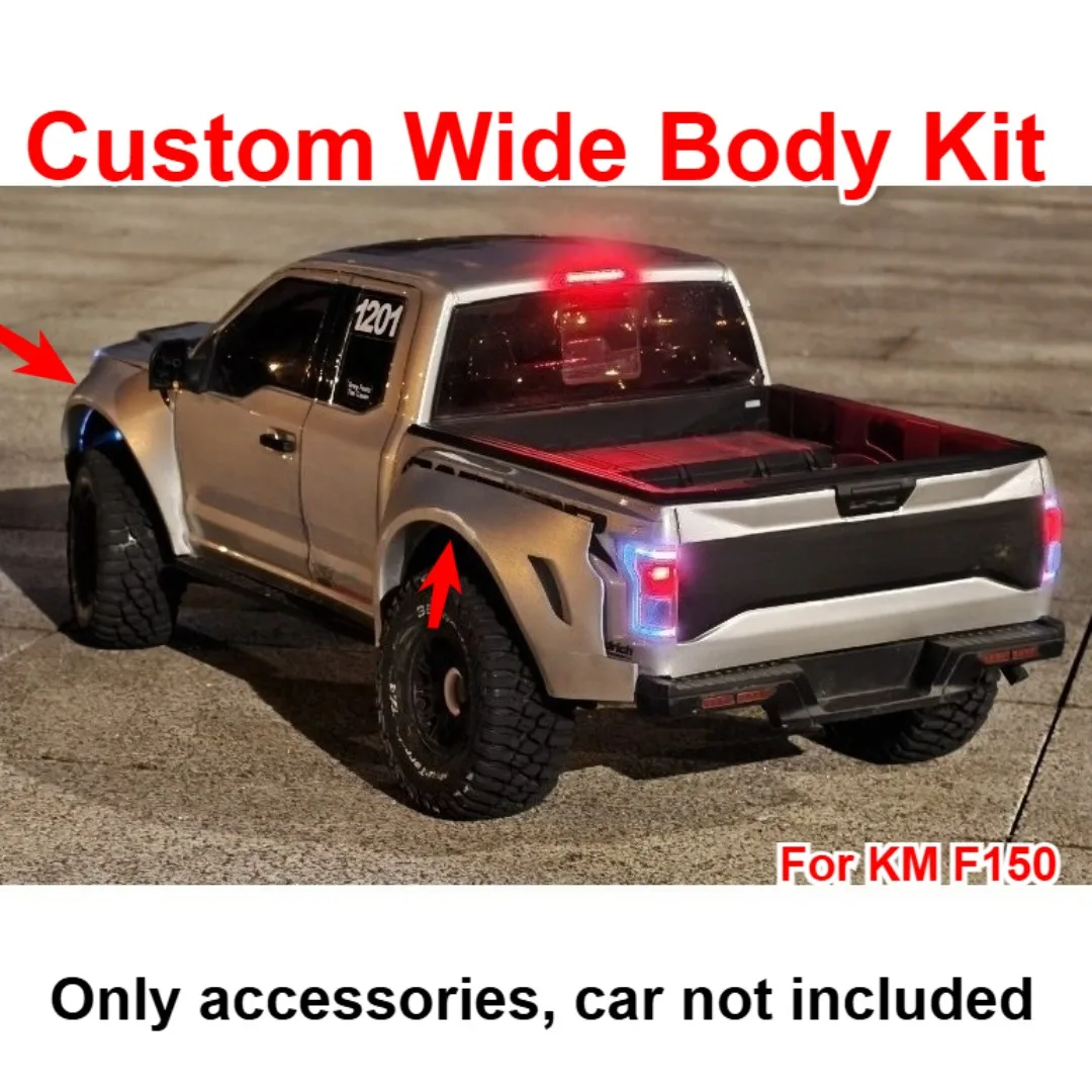 For KM F150 1/8 RC Pickup Car 3D Printed Wide Body Kit Custom Model Number Decorative Styling Parts Decor Upgrade Accessories