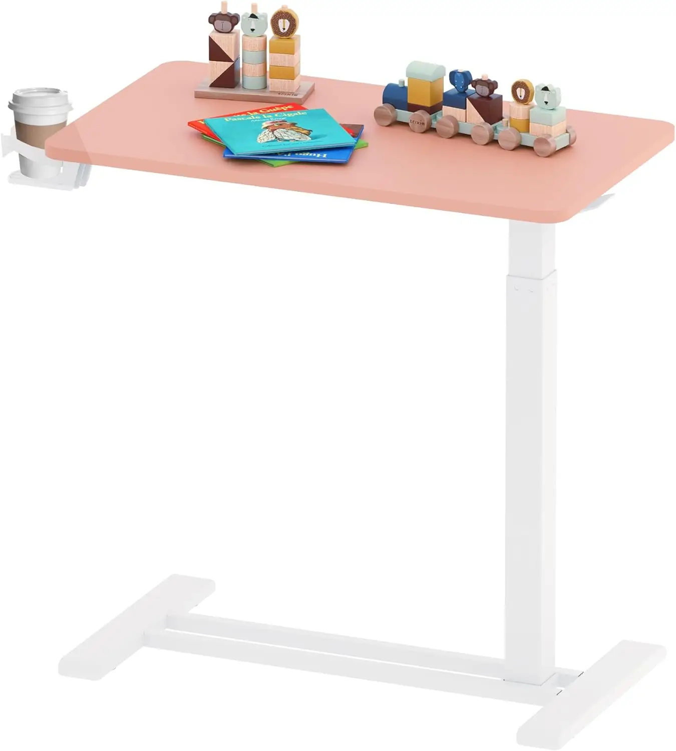 

Medical Adjustable Overbed Bedside Table with Hidden Casters, Pneumatic Mobile Laptop Computer Standing Desk Cart with Tray