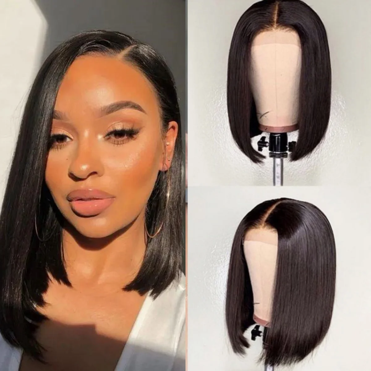 

Straight Human Hair Wig Bob Wigs 5x5x1 Lace Frontal Wigs Transparent Lace 10 12 14 16 Inch Pre Plucked With Baby Hair For Women