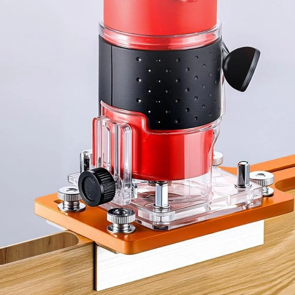 Wood Router Slotting Locator Tool Aluminum Alloy Base Plate for Edge Trimmer Chamfering Grooving Curve Cutting Woodworking 65mm
