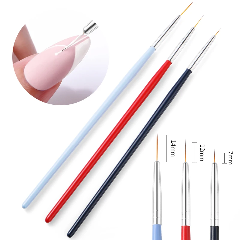 3PCS/Set New Nail Brush Art Line Painting Pen 3D Tips DIY Acrylic UV Gel Brushes Drawing Design Manicure Painting Nail Art Tool