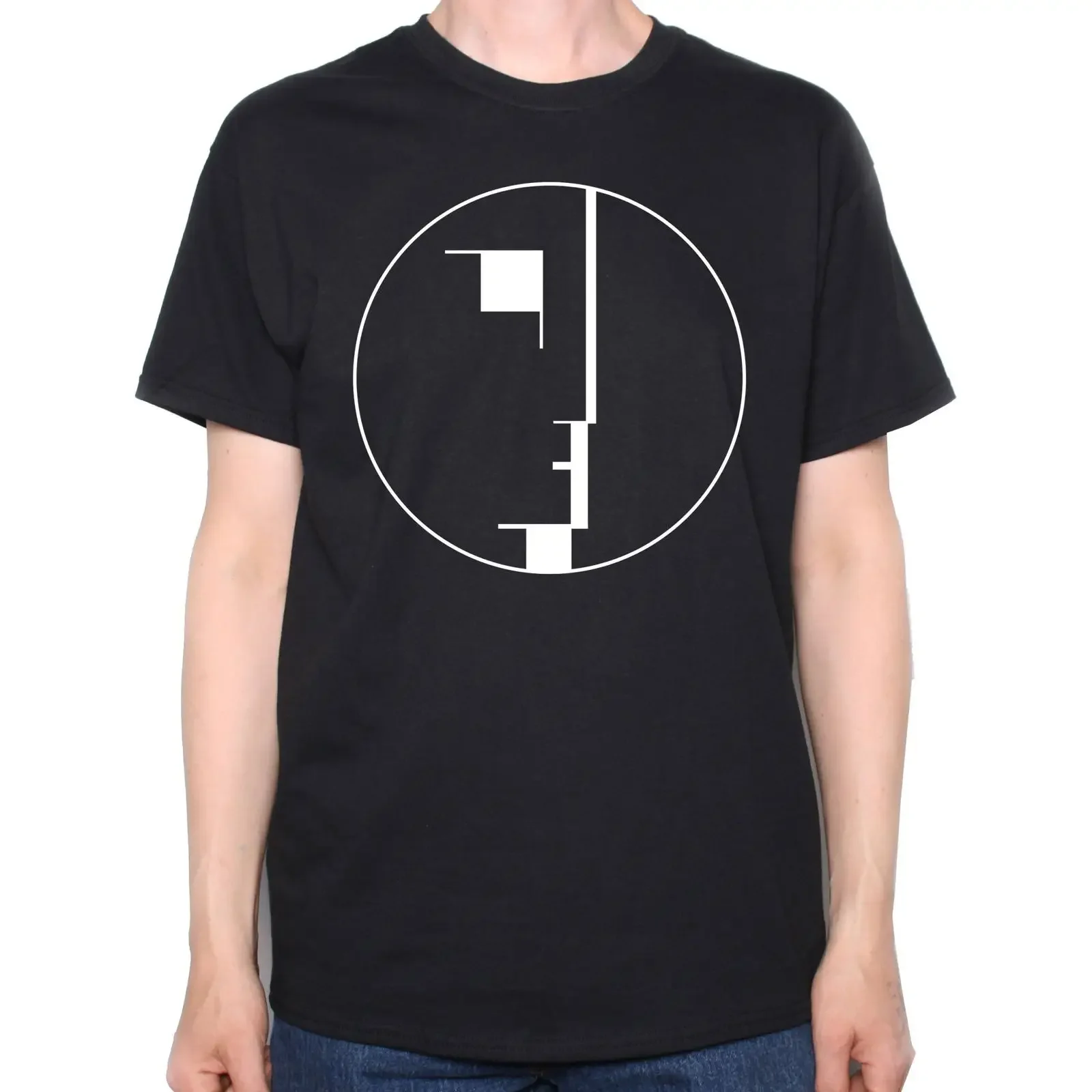 Camiseta Old Skool Hooligans Bauhaus, logotipo de tipografía de arquitectura y arte modernista, color negro vintage, ligeramente suave, elegante, para hombre