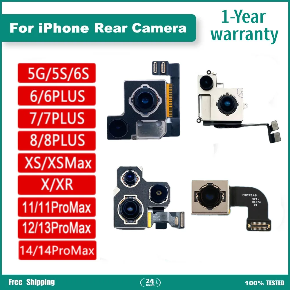 

100% New Rear Camera For iPhone X XS XR XS MAX 11 12 13 Pro 14 12Pro max Back Camera Rear Main Lens Flex Cable