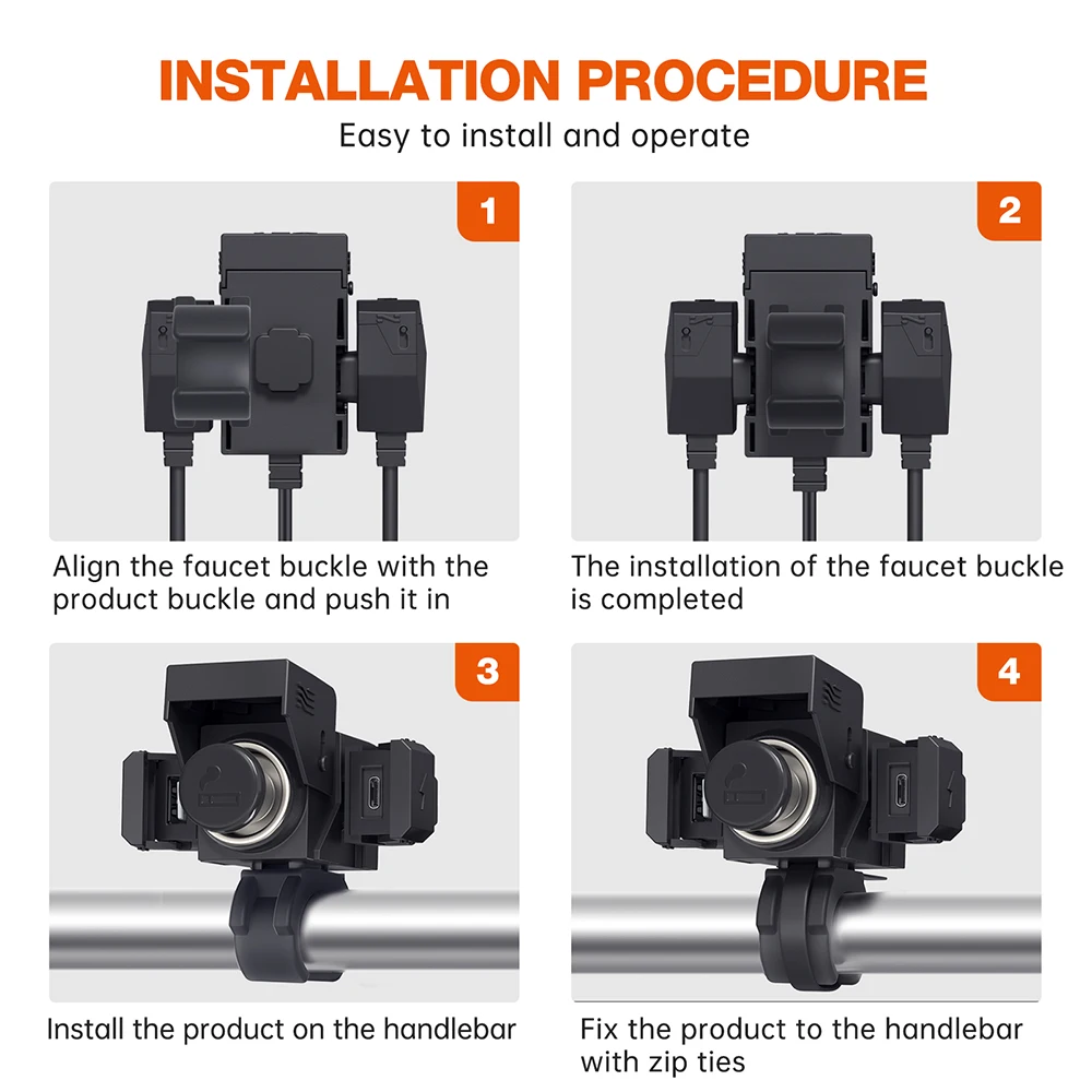 Connector With Cigarette Lighter PD QC3.0 Motorcycle Battery Charger Intelligent Power Socket USB Type C Multifunctional 3-in-1