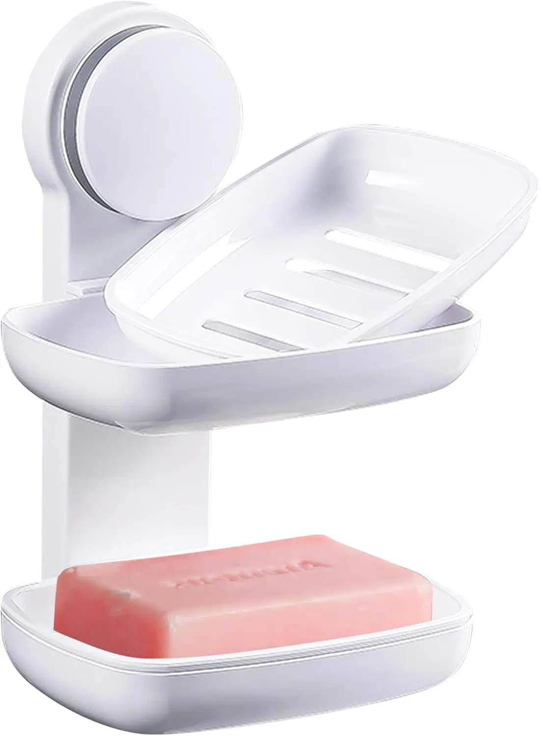 

Adhesive Soap Dish for Shower Wall, No Drilling Needed, Double Tier Drainage to Keep Soap Dry