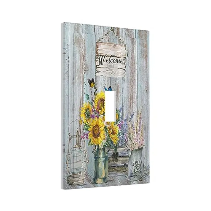 Sunflower Vintage Wooden Light Switch Covers Sun floral Decorative Switch Electrical Face house Home Livingroom Decor