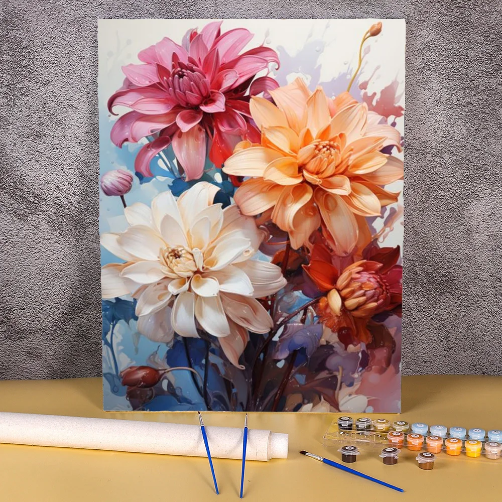 

Oil Painting By Number Flowers Wall Art DIY Pictures With Number On Canvas Acrylic Paint Kits Home Decoration 50x70cm Pintura