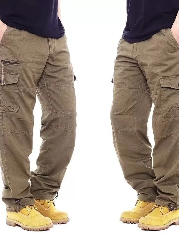 

Мужские повседневные хлопковые рабочие брюки, весенние, большие размеры, износостойкие прямые свободные тактические длинные брюки