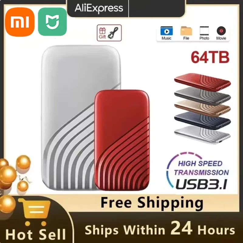 Xiaomi Mijia New SSD Flash Hard Drive External Type-C High Speed USB3.1 2TB 4TB 8TB SSD Storage Portable HD Hard Disk For Laptop