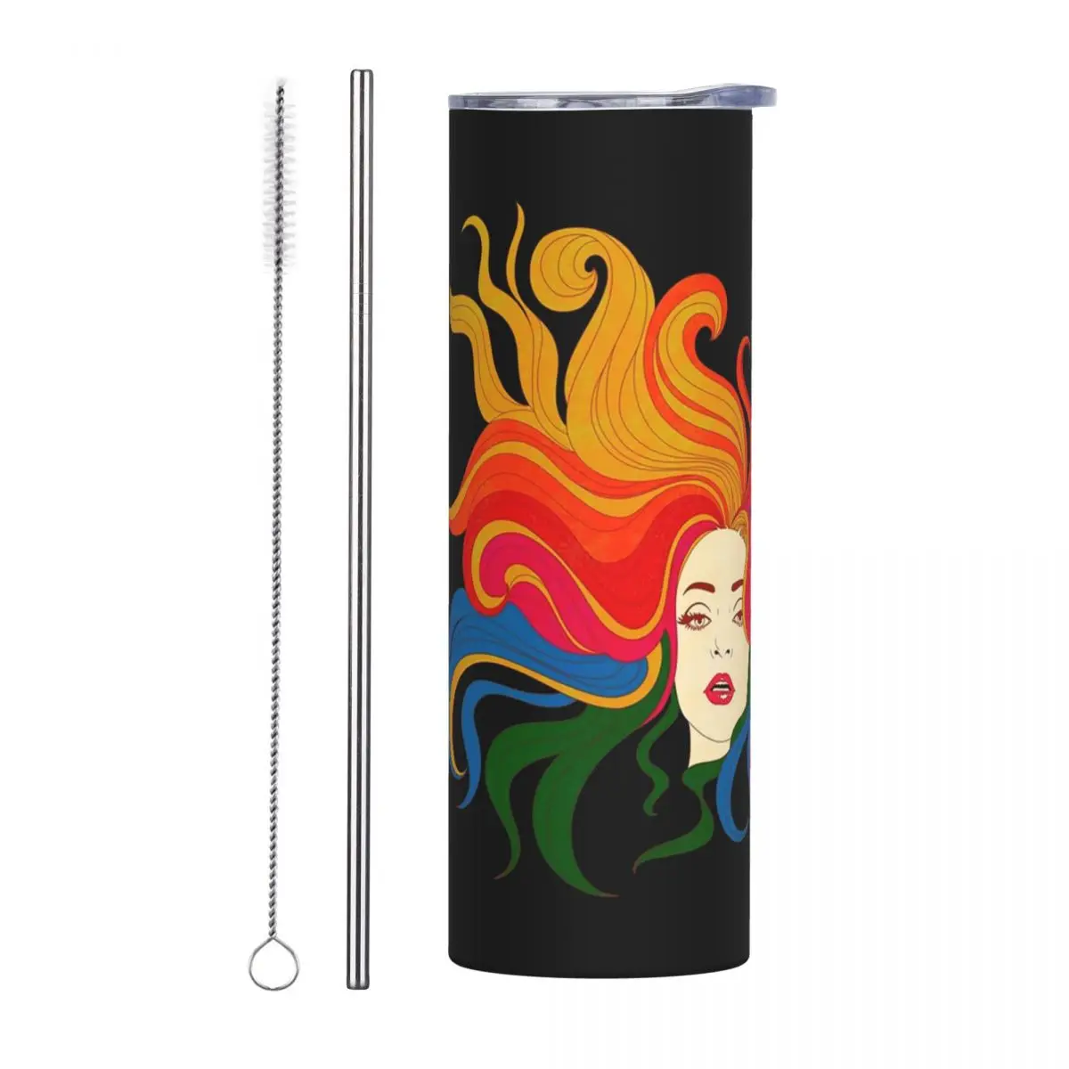 Rainbow Hai Stainless Steel Tumbler Vacuum Insulated Mugs Thermal Cold Cups Straw With Lid 20oz