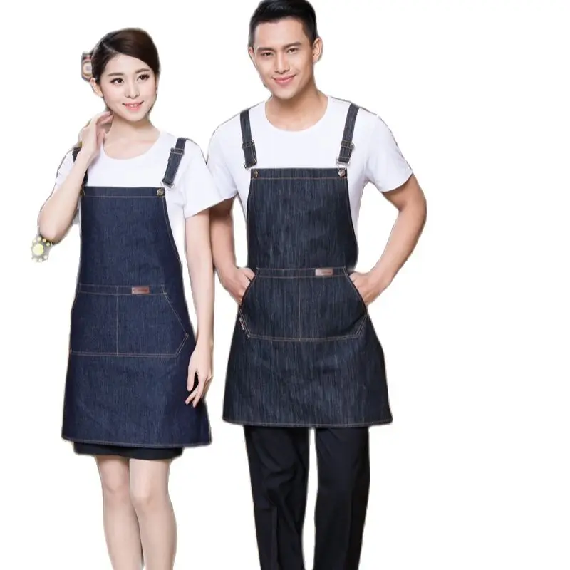 1 piece Unisex jean Chef Aprons restaurant kitchen waiters jean aprons  food service