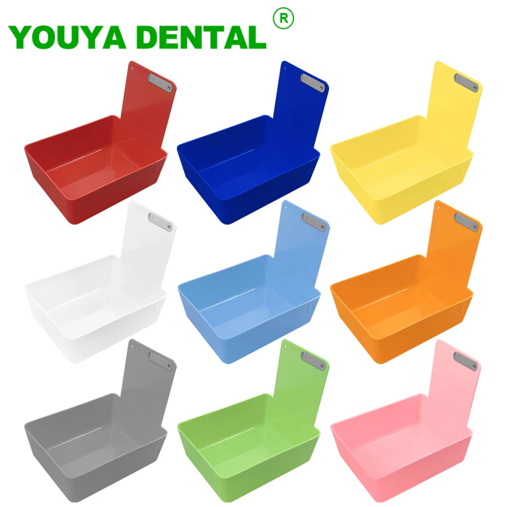 10pcs Dental Lab Storage Box Colourful ABS Plastic Work Tray With Clip Holder Turnover Box Durable Container Dentistry Tools