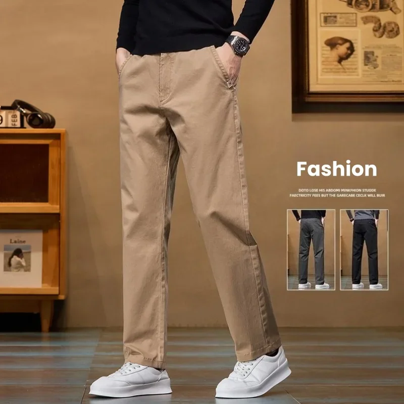 

Эластичные деловые брюки мужские осенние новые прямые удобные брюки с эластичной резинкой на талии повседневные мужские брендовые классические свободные брюки