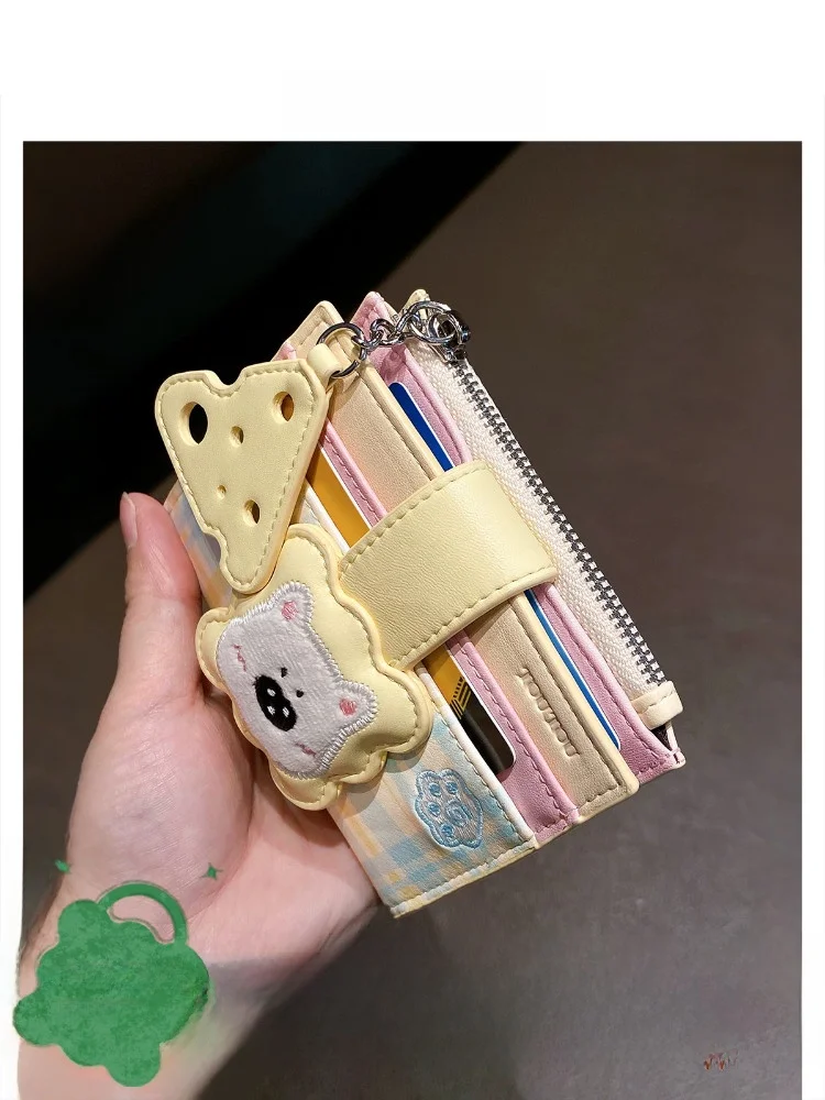 toutou-birthday-gift-new-dog-wallet-card-holder-cute-children's-coin-purse-passport-clip-women's-sweet-lady-style-contrast-color