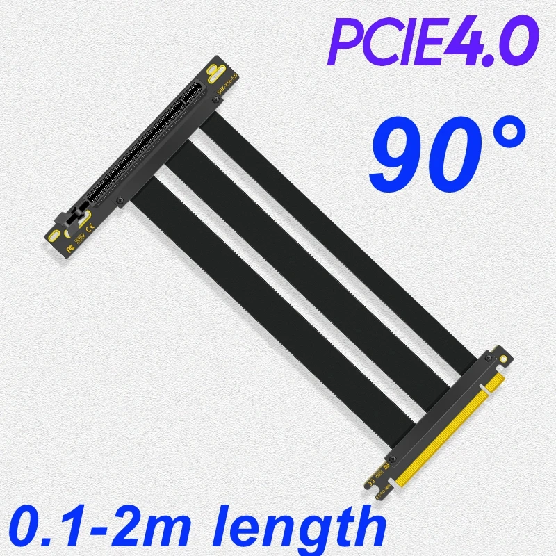 New Pcie Gen 4 16x SuperSpeed Graphics Riser Cable PCI Express Ports GPU Expansion PCIE 4.0 Right-Angle-Flat-Angle Connectors