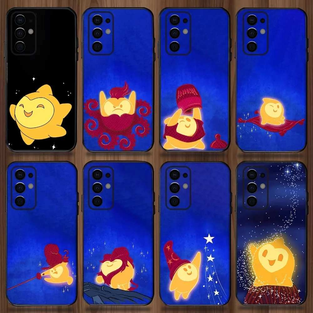 Cute Star W-Wish Phone Case For Samsung Galaxy A13,A21s,A22,A31,A32,A52,A53,A71,A80,A91 Soft Black Cover