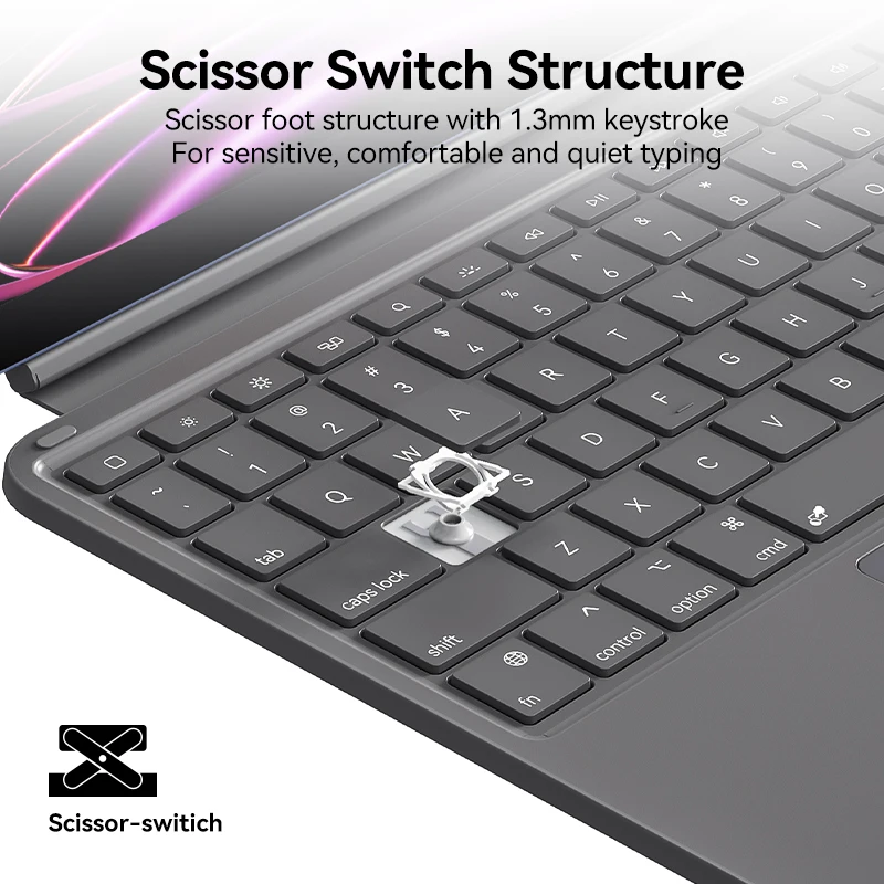 Imagem -05 - Capa de Teclado Protetora Destacável Ausdom Foliokey10.9 Usb-c Teclado Retroiluminado Trackpad Stand para 2023 Ipad 10th Generation