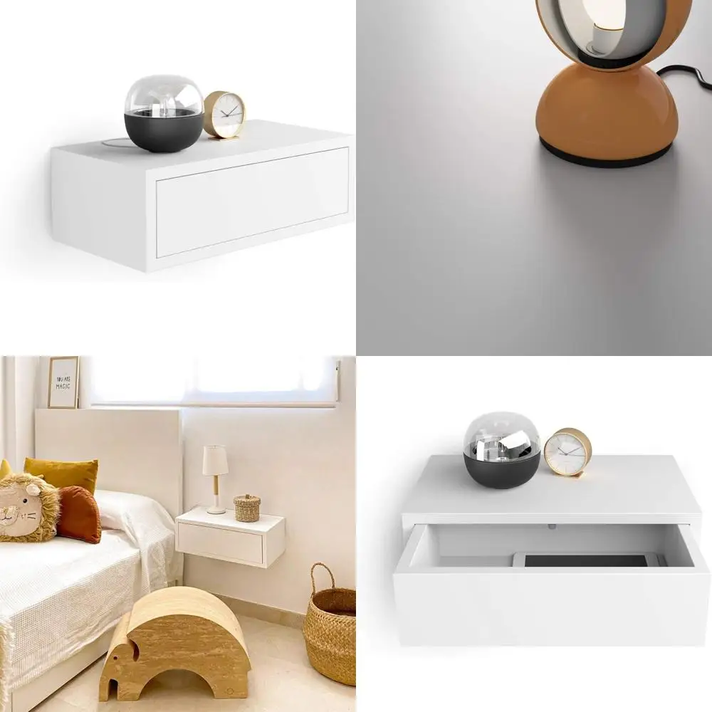 

contemporary white melamine nightstand, 17.7"x9.8"x6.1", modern bedside table